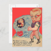 Rétro carte vintage de Valentine de super héros (Devant / Derrière)