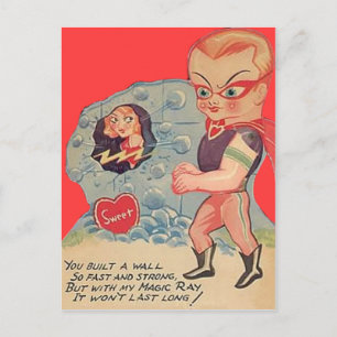 Rétro carte vintage de Valentine de super héros