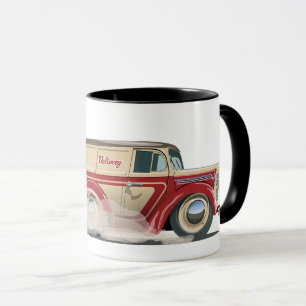 Retro cartoon bezorgwagen mok