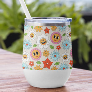 Retro Cartoon Bloemen Whimsical Gelukkig Plezierig