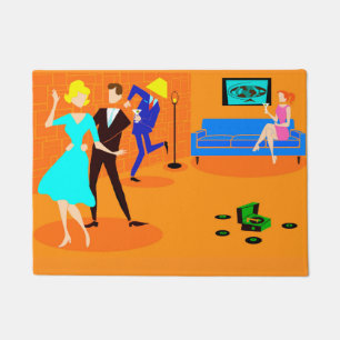 Retro Cartoon Cocktail Party Deurklep Deurmat