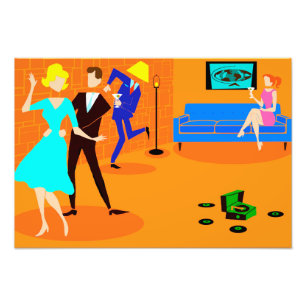 Retro Cartoon Cocktail Party Fotouitbreiding Foto Afdruk