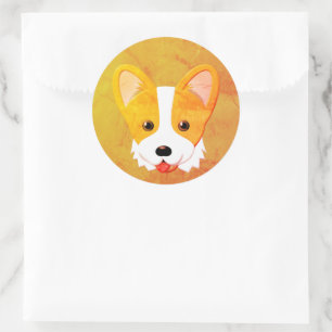 Retro Cartoon Corgi  Ronde Sticker