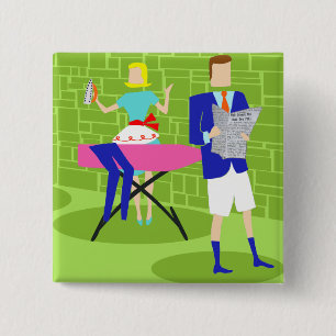 Retro Cartoon Couple bij Home Button