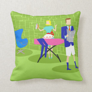 Retro Cartoon Couple bij Home Sierkussen