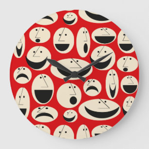 Retro Cartoon Factor Pattern Round Wall Clock Grote Klok