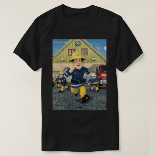 Retro Cartoon Fireman Namen voor Sam Childr T-shirt (Design voorkant)
