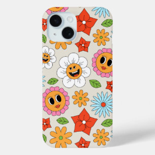 Retro Cartoon Flowers Whimsical Happy Fun