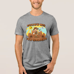 Retro Cartoon Geoloog "Volg mij!" Tri-Blend Shirt
