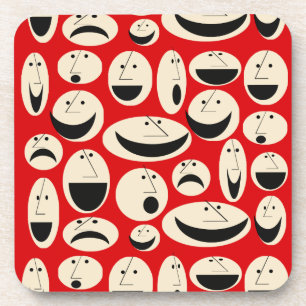 Retro Cartoon Gezichten Patroon Hard Plastic Onder Onderzetter
