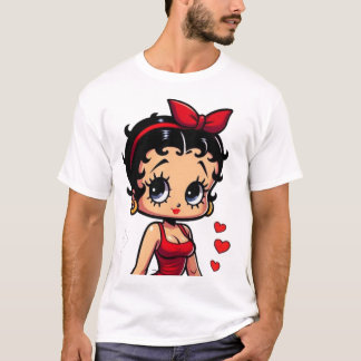Retro Cartoon Girl in Red Dress T-shirt