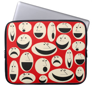 Retro Cartoon in een patroonlaptophoes Laptop Sleeve
