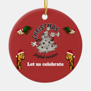Retro Cartoon kerstfeest vrolijk seizoen Keramisch Ornament