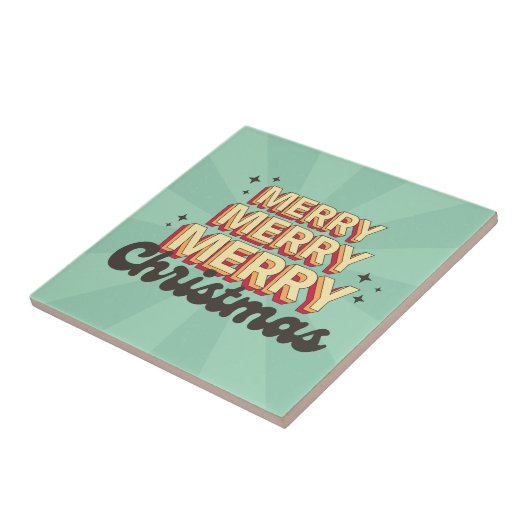 Retro cartoon ontwerp vrolijke kersttekst tegeltje (Zijkant)