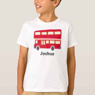 Retro cartoon rode dubbele decker bus personaliser t-shirt