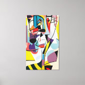 Retro Cartoonish Cubist Doodles 03 Canvas Afdruk (Voorkant)