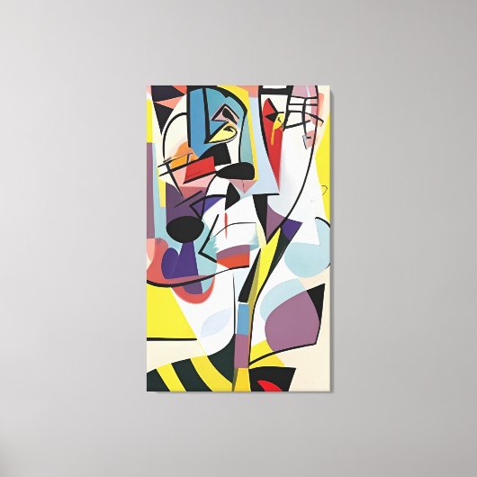 Retro Cartoonish Cubist Doodles 03 Canvas Afdruk (Voorkant)
