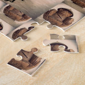 Retro Carved Coconut Monkey Bank Legpuzzel (Zijkant)