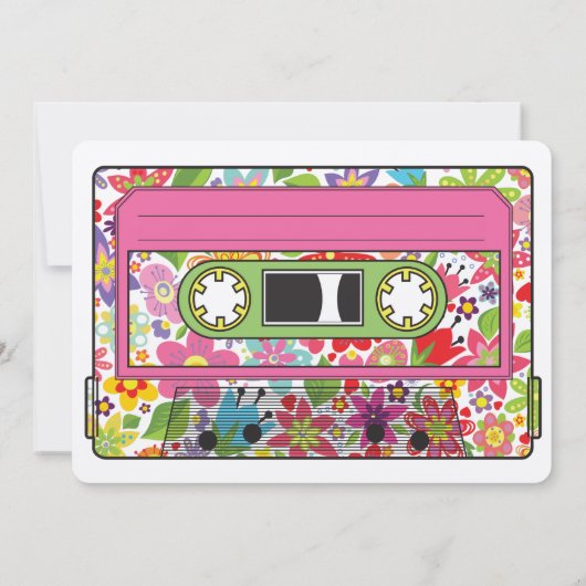 Retro Casette Tape 80s Fête Thème Invitation (Dos)