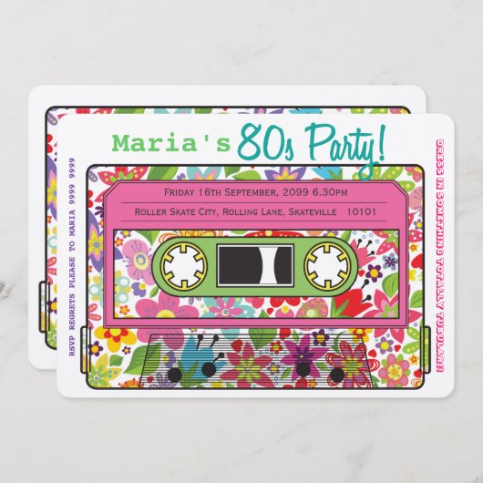 Retro Casette Tape 80s Fête Thème Invitation (Devant / Derrière)