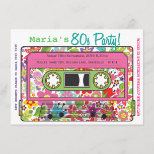 Retro Casette Tape 80s Party Theme Invitation Kaart