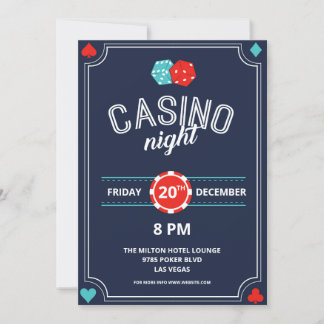 Retro Casino Night Invite Kaart
