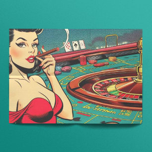 Retro Casino Pop Kunst Stripillustratie Tissuepapier