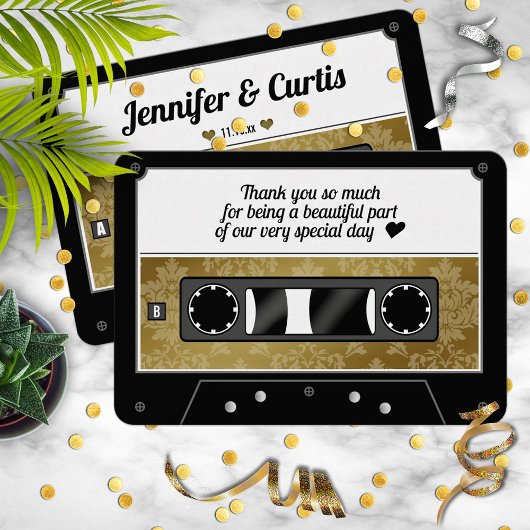 Retro Cassette Bande Mariage Faveur Carte de remer