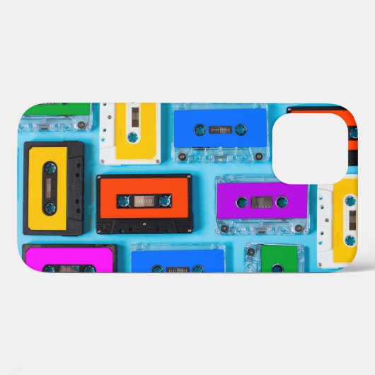 Retro Cassette: Blauw Achtergrond Collectie Case-Mate iPhone Case (Achterkant (horizontaal))