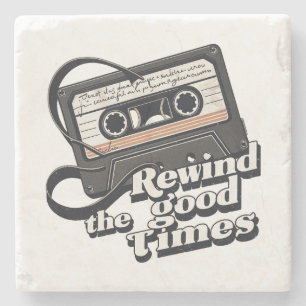 Retro Cassette Design voor liefhebbers van nostalg Stenen Onderzetter
