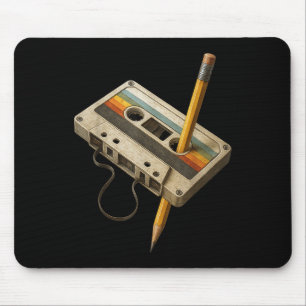 Retro Cassette En Potlood Grappig 80s 90s Mixtape Muismat