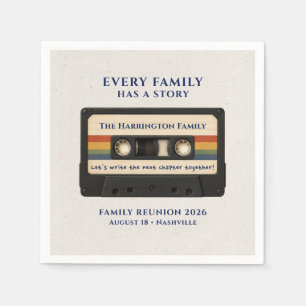 Retro Cassette Familie Reünie Naam Datum Servet