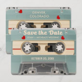 Retro cassette-huwelijksuitnodiging '70 Save the D Date (Voorkant / Achterkant)