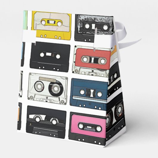 Retro  cassette Mix Tapes art patroonpatronen Bedankdoosjes (Achterkant)
