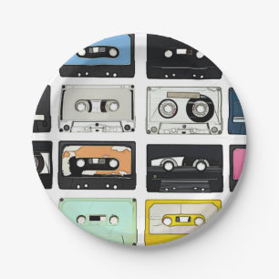 Retro cassette Mix Tapes art patroonpatronen Papieren Bordje