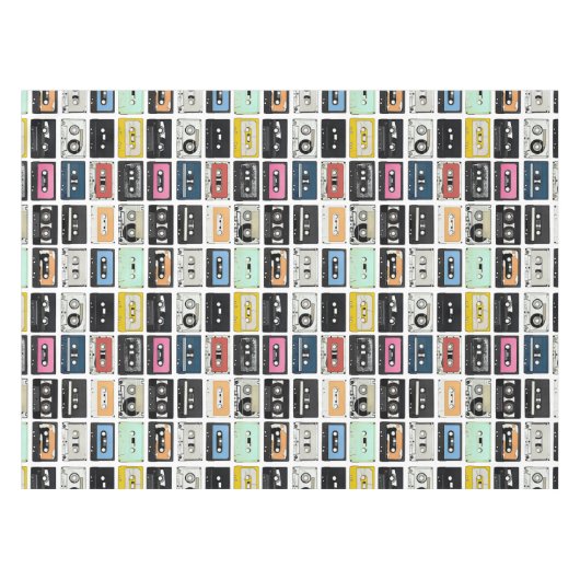 Retro cassette Mix Tapes art patroonpatronen Tafelkleed (Voorkant (Horizontaal))