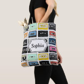 Retro cassette Mix Tapes art patroonpatronen Tote Bag (Dichtbij)