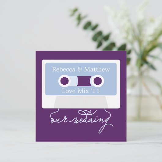 Retro Cassette Mixtape Bruiloft Kaart (Staand voorkant)