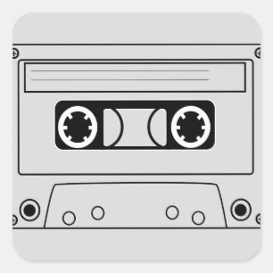 Retro cassette muziek vierkante sticker