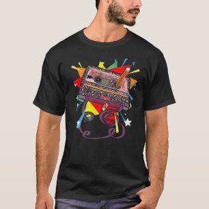  retro-cassette & pen party's van 80 en 90 jaar t-shirt