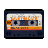 Retro Cassette tape 50e verjaardag Bewaar de datum Magneet (Horizontaal)