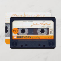 Retro Cassette tape 50e Verjaardag Feest Uitnodigi