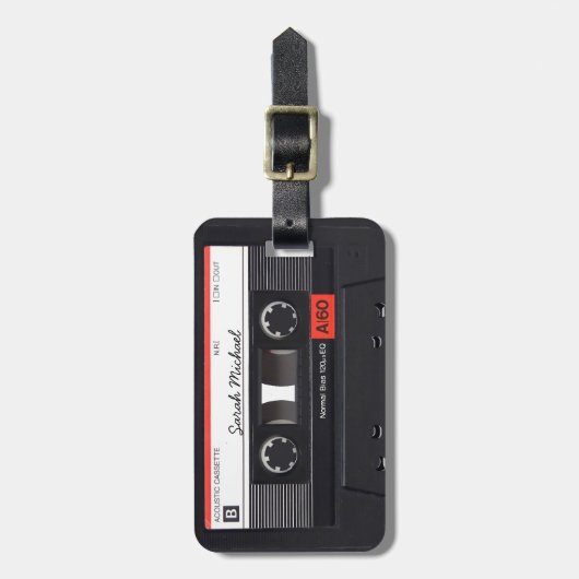 Retro Cassette tape Aangepaste Bagagelabels (Voorkant verticaal)