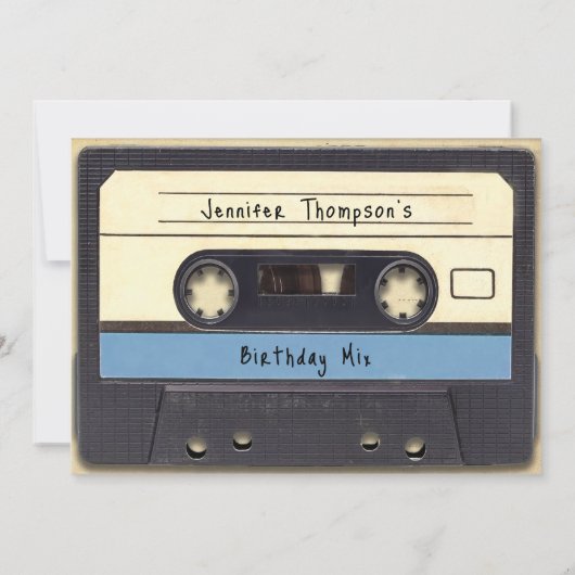 Retro Cassette Tape Birthday Party Invitation (Dos)