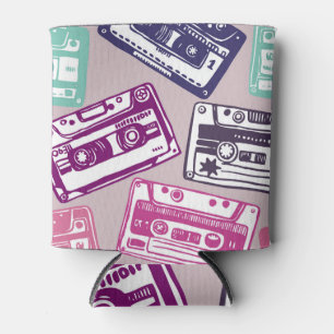 Retro cassette tapes, met de hand getekend patroon blikjeskoeler