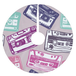 Retro cassette tapes, met de hand getekend patroon kerstboom rok
