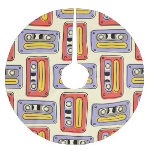 Retro cassette tapes: naadloos patroon. kerstboom rok