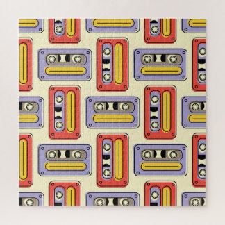 Retro cassette tapes: naadloos patroon. legpuzzel