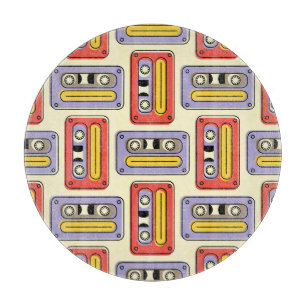 Retro cassette tapes: naadloos patroon. snijplank