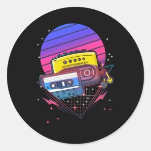 Retro Cassette Vaporwave 80s 90s muziek Ronde Sticker
